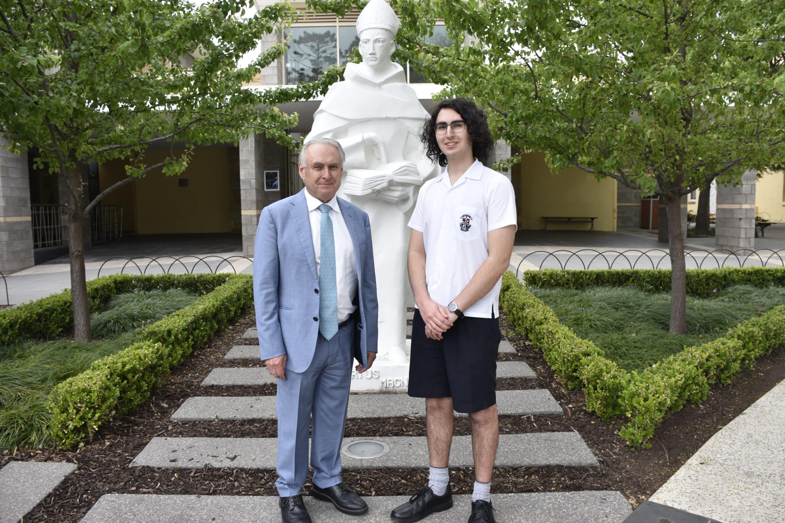 Old scholar Senator Don Farrell pays Blackfriars a visit